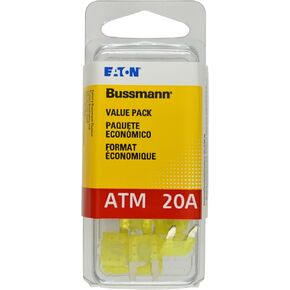 Bussmann (VP/ATM-20-RP) Yellow 20 Amp Fast Acting ATM Mini Fuse, (Pack of 25) in Saudi Arabia