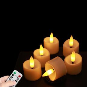 6-Pack Flameless LED Tea Lights with Remote & Timer – Realistic 3D Flickering Battery Operated Votive Candles – Long-Lasting 400+ Hour Battery Life – Safe Tea Lights for Wedding, Party & Home Decor in Saudi Arabia