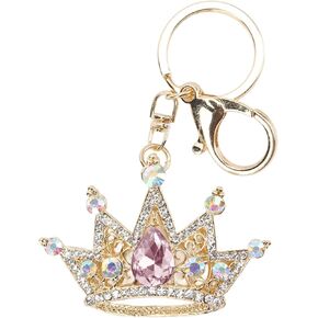 سلسلة مفاتيح Gloglow Crown ، Gold 3D Farmling Charm Rhinestons Crown Key Ring for Girls Women Car Keys Bag () in Kuwait