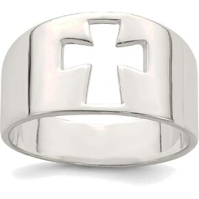 Bonyak Jewelry Sterling Silver Cross Ring Ring مصنوع يدويًا ، حجم 8 in Saudi Arabia