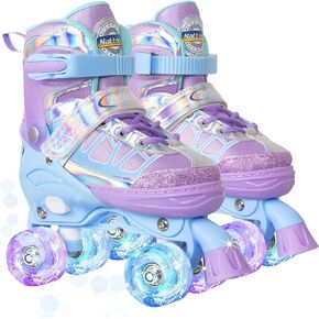 Nattork Roller Skates for Kids Boys Girls, 4 Size Adjustable Rollerskates with Light Up Wheels for Children Beginners for Outdoor Indoor in Kuwait