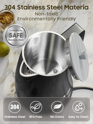 Electric Kettle Temperature Control, 304 Stainless Steel Interior, BPA-Free, Double Wall 1.25L Hot Water Boiler, 1200W Tea Kettle with Auto Shut-Off & Boil Dry Protection, Cordless Base（KCK02F） in Saudi Arabia