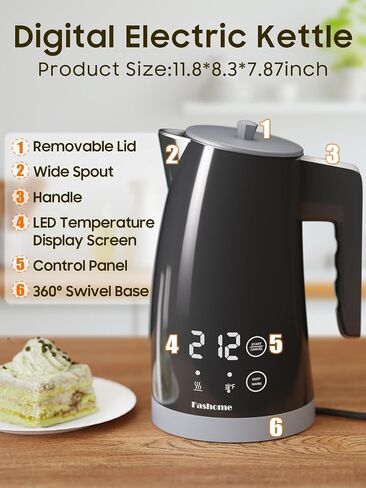 Electric Kettle Temperature Control, 304 Stainless Steel Interior, BPA-Free, Double Wall 1.25L Hot Water Boiler, 1200W Tea Kettle with Auto Shut-Off & Boil Dry Protection, Cordless Base（KCK02F） in Saudi Arabia