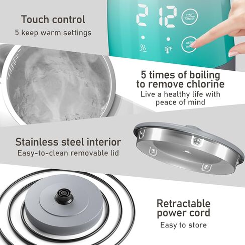 غلاية كهربائية للتحكم في درجة الحرارة، 304 جزء داخلي من الفولاذ المقاوم للصدأ، خالية من مادة BPA، غلاية مياه ساخنة بجدار مزدوج 1.25 لتر، غلاية شاي 1200 وات مع إيقاف تلقائي وحماية من الغليان الجاف، قاعدة لاسلكية (KCK02F) in Kuwait