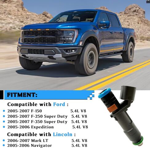 8pcs حقن الوقود FJ817 يناسب Ford Expedition 2005 2006 ، F-150 F-250 F-350 2005-2007 ، Lincoln Mark LT 2006 2007 ، Navigator 2006 5.4L V8 ، يحل محل CM5138 ، 5C3Z9F593DA in Kuwait