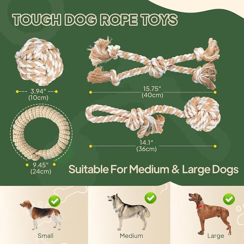 Dog Rope Toy 4 Pack - Puppy Teething Toys for Small Medium Breed - Indestructible Dog Chew Toys for Aggressive Chewers - Cotton Tug of War Dog Toy for Boredom, Teeth Clean in Kuwait