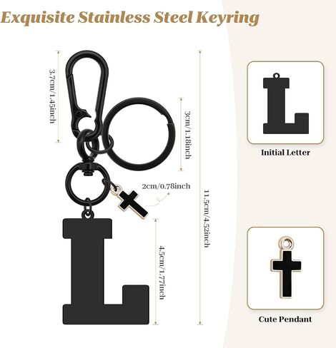 Dabihu Letter Keychain Christian Letter A-Z Alphabet Keyring for Backback Handbag Alphabet Monogram سلسلة مفتاح Monogram in Kuwait