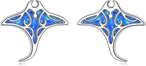 Stingray Earrings 925 Sterling Silver Opal Manta Ray Stud Earrings Sea Animal Jewelry for Women Stingray Lover in Saudi Arabia