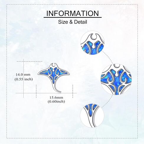 Stingray Earrings 925 Sterling Silver Opal Manta Ray Stud Earrings Sea Animal Jewelry for Women Stingray Lover in Saudi Arabia