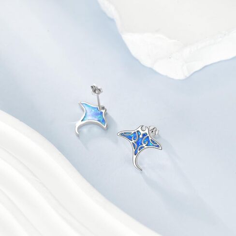 Stingray Earrings 925 Sterling Silver Opal Manta Ray Stud Earrings Sea Animal Jewelry for Women Stingray Lover in Saudi Arabia