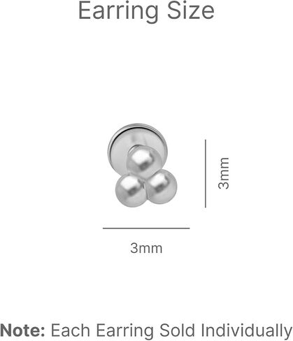 14K ذهبي صلب ثلاثي كرة مسطحة الظهر عشيق القرط الغضروف الحلق الخيوط الفص العلوي Tragus Helix ثقب المجوهر in Kuwait