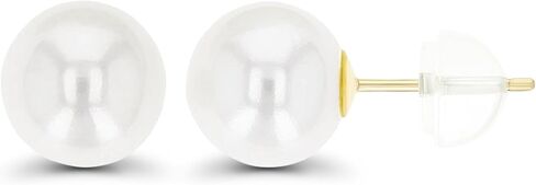 14K Yellow Gold 7.00mm Freshwater Pearl Stud Earring in Saudi Arabia