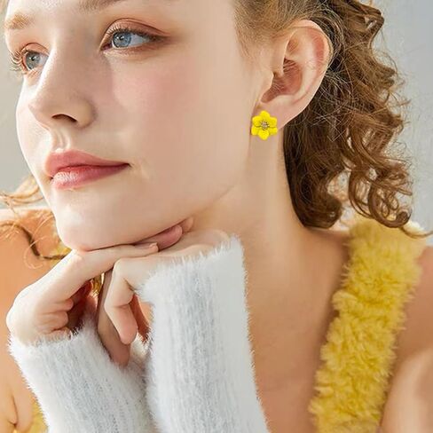 GPASTG Bohemian Tiny Daisy Flower Dangle Drop Earrings Boho Matte Painted Metal Floral Stud Earring For Women Lover and Friends in Saudi Arabia