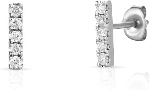 14K الذهب الطبيعي الماس 1/8 CT بار أقراط in Kuwait
