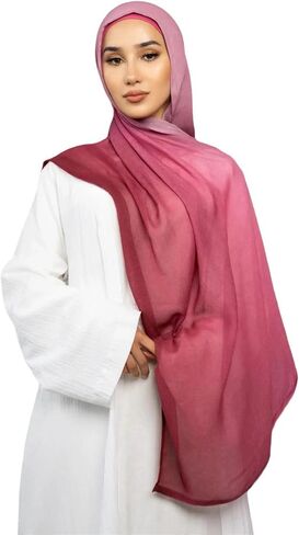 Fashion Gradient Color Hijab Scarf for Women Soft Modal Instant Jersey Hijab Head Wraps Long Shawls in Kuwait