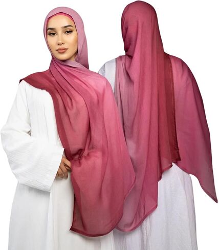 Fashion Gradient Color Hijab Scarf for Women Soft Modal Instant Jersey Hijab Head Wraps Long Shawls in Kuwait