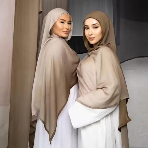 Fashion Gradient Color Hijab Scarf for Women Soft Modal Instant Jersey Hijab Head Wraps Long Shawls in Saudi Arabia