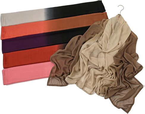 Fashion Gradient Color Hijab Scarf for Women Soft Modal Instant Jersey Hijab Head Wraps Long Shawls in Saudi Arabia