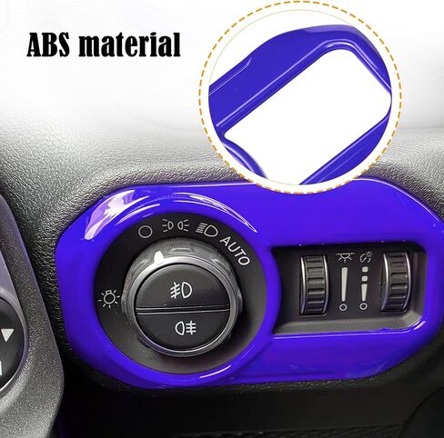 Car Headlight Control Panel Sticker Frame Decor Cover Trim Compatible for Jeep Wrangler JL 2018-2021 ABS (Red) in Saudi Arabia