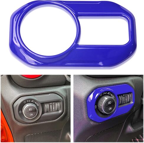 Car Headlight Control Panel Sticker Frame Decor Cover Trim Compatible for Jeep Wrangler JL 2018-2021 ABS (Red) in Saudi Arabia