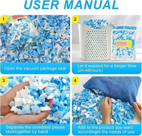 Bean Bag Filler, Yellow Shredded Memory Foam, Bean Bag Stuffing for Easy Pillow, Mattress Grade Replacement Filling for Dolls, Dog Beds and Pillows (Yellow,1 LB) in Saudi Arabia
