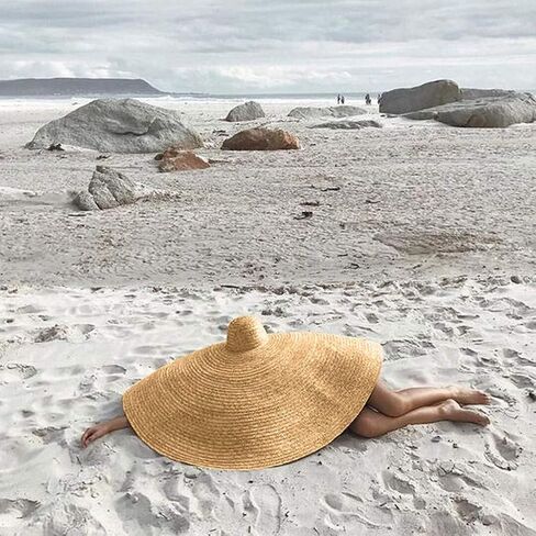 Meanit Womens Sun Straw Hat كبير الحجم كبير الحافة القبعة الصيفية قابلة للطي قبعة الشاطئ مرنة قبعات قابلة للتجميع للسفر (لون XXL 100 سم/90 سم) in Saudi Arabia