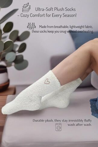 Ultra Soft Fuzzy Socks for Women & Men- Warm & Cozy Cloud Socks for Sleeping, Gifts, Travel, Lounge Wear - 2 pairs in Saudi Arabia