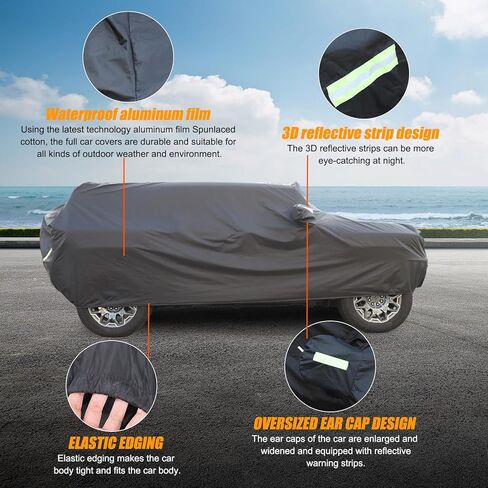 Heavy Duty Outdoor Car Cover Custom for Hummer EV Accessories Windproof All Weather Waterproof Sun Rain UV Dust Snow Protection Outdoor Car Covers Compatible with Hummer EV SUV 2024-2025 (Black) in Saudi Arabia