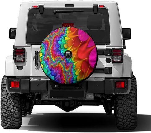 Foruidea Tie Dye Abstract Rainbow Color Cover مع إطارات إطارات احتياطية مع غطاء إطار عجلات الكاميرا الاحتياط in Saudi Arabia