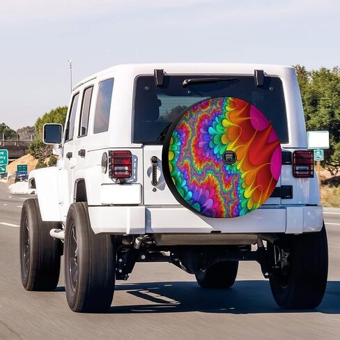 Foruidea Tie Dye Abstract Rainbow Color Cover مع إطارات إطارات احتياطية مع غطاء إطار عجلات الكاميرا الاحتياط in Saudi Arabia