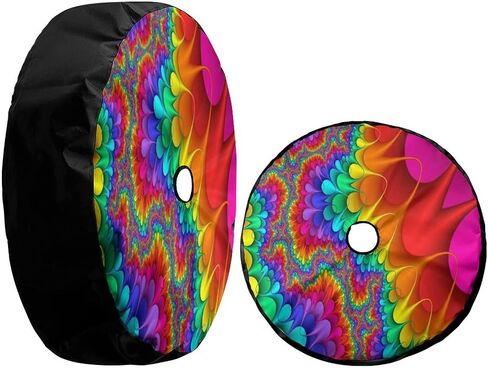 Foruidea Tie Dye Abstract Rainbow Color Cover مع إطارات إطارات احتياطية مع غطاء إطار عجلات الكاميرا الاحتياط in Saudi Arabia
