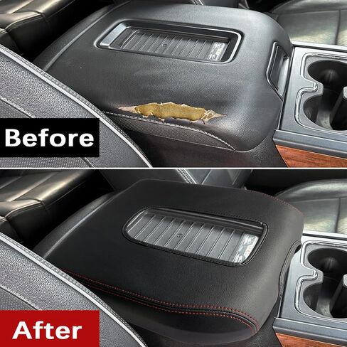 Console Armrest Protection Cover Cushion Black Replacement for Silverado 19-23 (The Color of The Stitching: red) in Kuwait