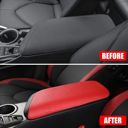 Cover Armrest Cover Cover Cover Cover ، 1 PC Center Censole Leather Pad مناسبة لـ Toyota Camry 2018-2024 ، الملحقات الداخلية لركبة ذراع وحدة التحكم المركزية (غرز سوداء) in Saudi Arabia