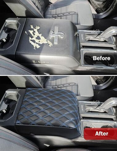 KBH Center Console Armrest Cover for 2015-2020 Ford F150, 2017-2022 F250 F350 F450 F550, 2018-2024 Expedition, Bucket Seat Only, Vinyl Leather Trim, Anti-Scratch, Black (Not for Other Years) in Saudi Arabia