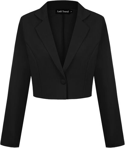 Cropped Blazer for Women Long Sleeve Notch Lapel Button Front Blazers Casual Work Office Cardigan Suit Jacket in Kuwait