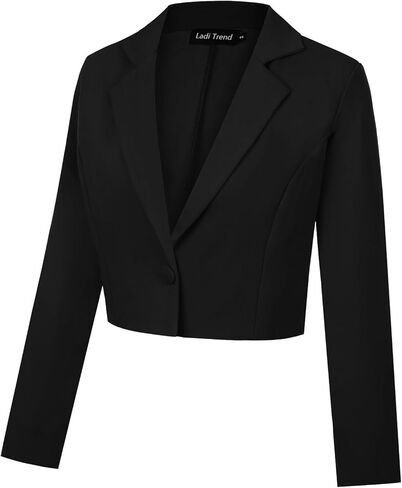 Cropped Blazer for Women Long Sleeve Notch Lapel Button Front Blazers Casual Work Office Cardigan Suit Jacket in Kuwait