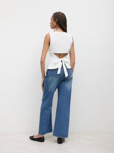 CIDER Shirts for Women Boat Neck Sleeveless Tank Top Linen Blend Solid Bowknot Regular Fit Blouses Woman in Saudi Arabia