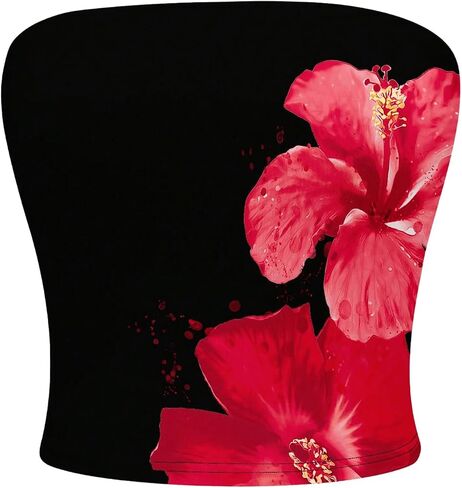 Makemechic Women's Floral Summer Tops Tubl Britlist Tube Tops Top Backless Bandeau Top in Kuwait