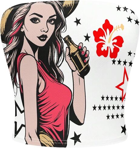 MakeMeChic Women's Floral Summer Tops Strapless Tube Crop Tops Backless Bandeau Top in Saudi Arabia