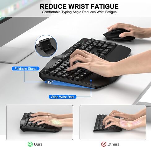 Wireless Keyboard and Mouse Combo, ULSOU 2.4G Full-Sized Ergonomic Computer Keyboard with Wrist Rest and 3 Level DPI Adjustable Wireless Mouse for Windows, Mac OS Desktop/Laptop/PC(Grey) in Saudi Arabia