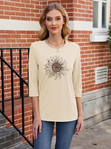 chulianyouhuo womens 3/4 sleeve t shirt sun عباف الشمس الرسوم المحمل in Kuwait