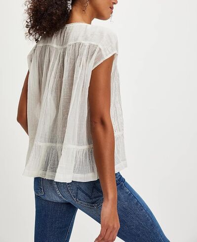 Women Lace Flowy Peplum Tops Boho Bow Tie Front Western Shirts Beach Sheer Ruffle Trim Short Sleeve Peasant Blouse in Kuwait