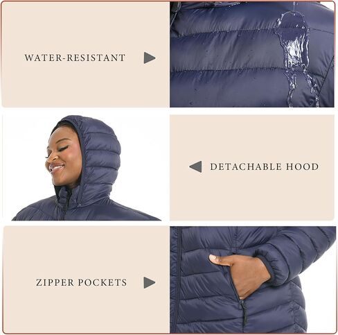 Women's Plus Size Packable Puffer Jacket 1X-6X Lightweight Winter Puffer Coat in Kuwait