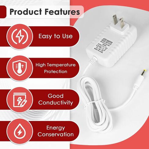 2 Pcs Power Cord for Alexa Dot 3rd / 4th / 5th Gen 2022, Echo Show Black Charger Cable - 1.5M Long Power Adapter ﻿ in Kuwait