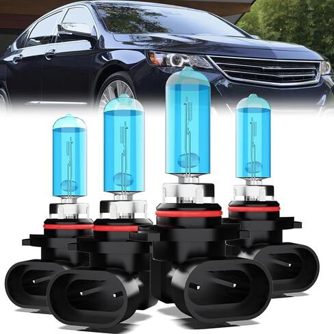 Headlight Bulbs Compatible With Chevy Impala 2016-2020, 9005 High Beam + 9005 Low Beam Halogen Light Bulb Combo, Super Bright 6000K White, Plug and Play, Pack of 4 in Saudi Arabia
