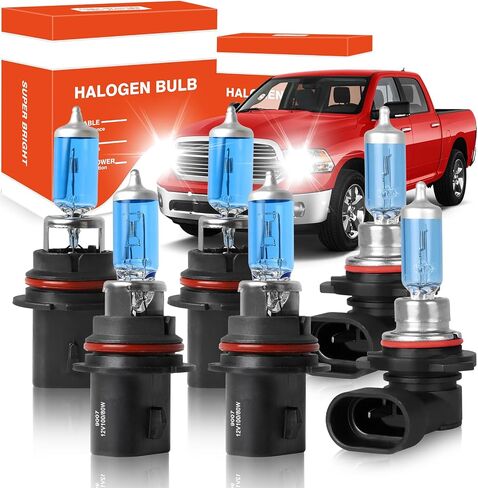 OQSNCV FIT لـ Dodge RAM 1500 2500 3500 (2002-2005) مصابيح المصابيح الأمامية الهالوجين ، 9007 شعاع مرتفع/منخفض + 9006 مصابيح مصابيح مصباح ضباب ، حزمة 4 in Kuwait