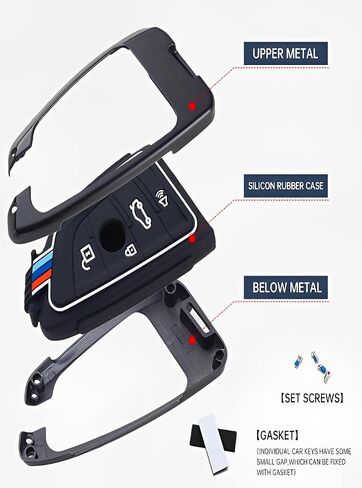 بالنسبة إلى BMW Key Cover Cover Case Metal Shell Car Keys Smart Keys-keychain متوافق 2 5 6 7 Series x1 x2 x3 x5 (BMB-Red) in Saudi Arabia
