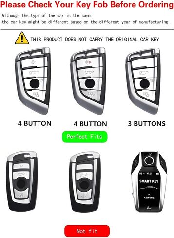 بالنسبة إلى BMW Key Cover Cover Case Metal Shell Car Keys Smart Keys-keychain متوافق 2 5 6 7 Series x1 x2 x3 x5 (BMB-Red) in Saudi Arabia
