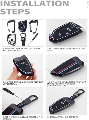 بالنسبة إلى BMW Key Cover Cover Case Metal Shell Car Keys Smart Keys-keychain متوافق 2 5 6 7 Series x1 x2 x3 x5 (BMB-Red) in Saudi Arabia