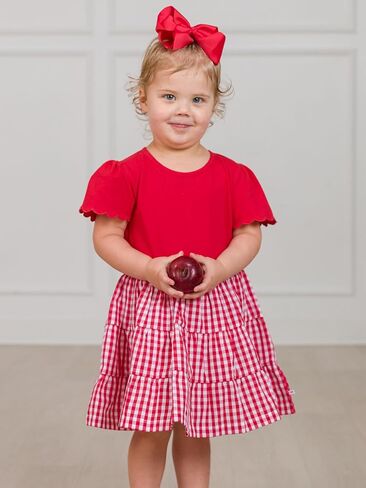 Rufflebutts Baby/Toddler Girls Mediaced Media Sleeve Tier Dress in Saudi Arabia